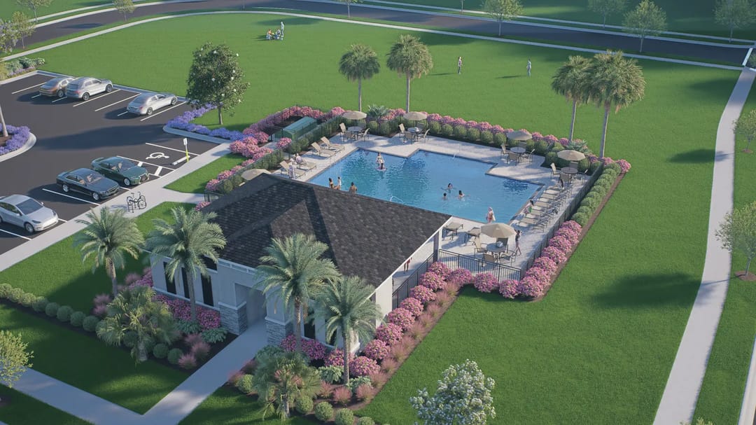 Leela Reserve — Aerial view of community pool