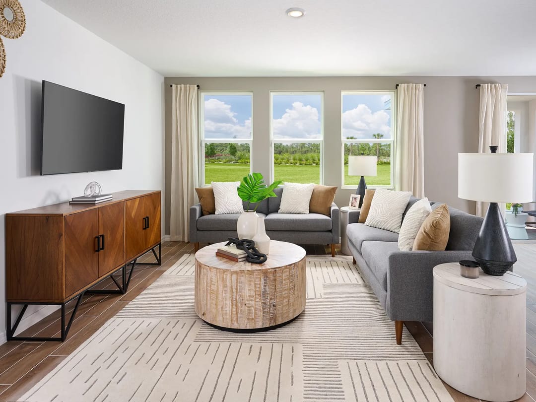 Bradbury Creek — Family room in the Zion floorplan modeled at Bradbury Creek