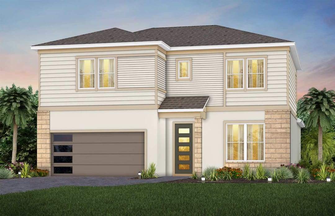Parkview Reserve — Whitestone MD1 with Stone Exterior (rendering da fachada)