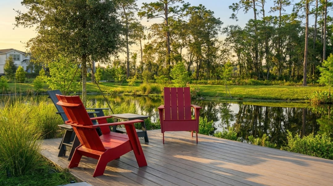 The Waters at Center Lake Ranch — Pond-side deck
