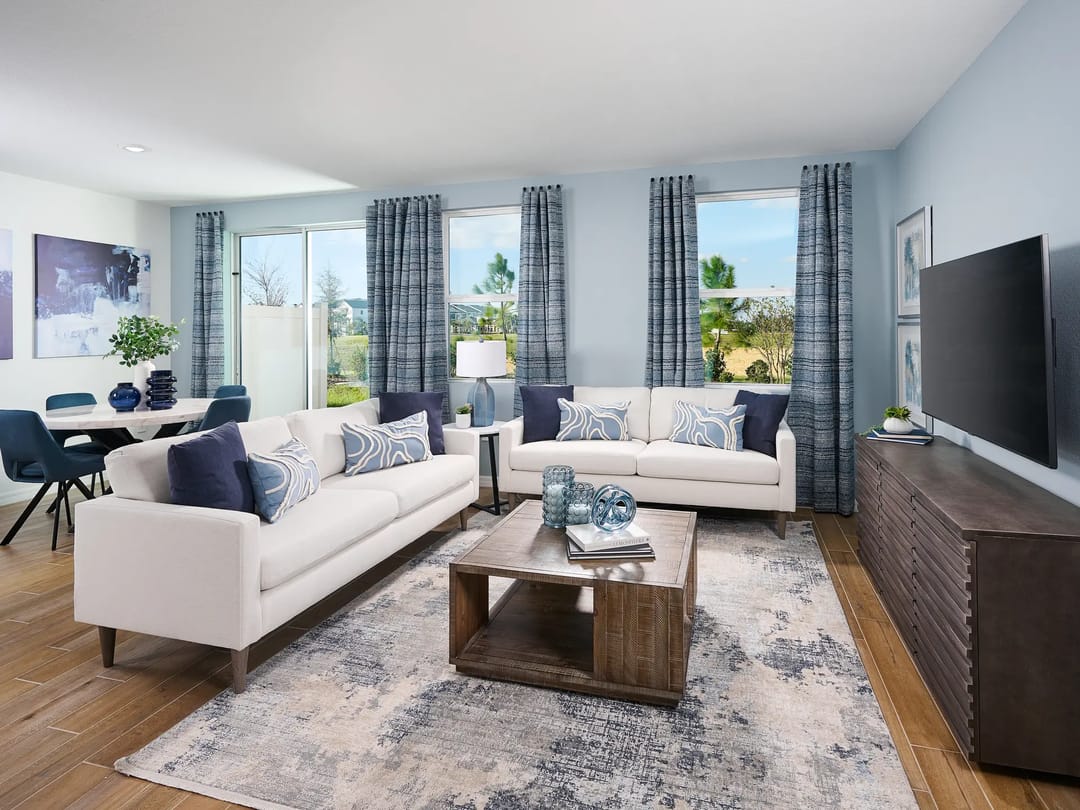 Cagan Crossings West — Living room in the Oakville model at Cagan Crossings West