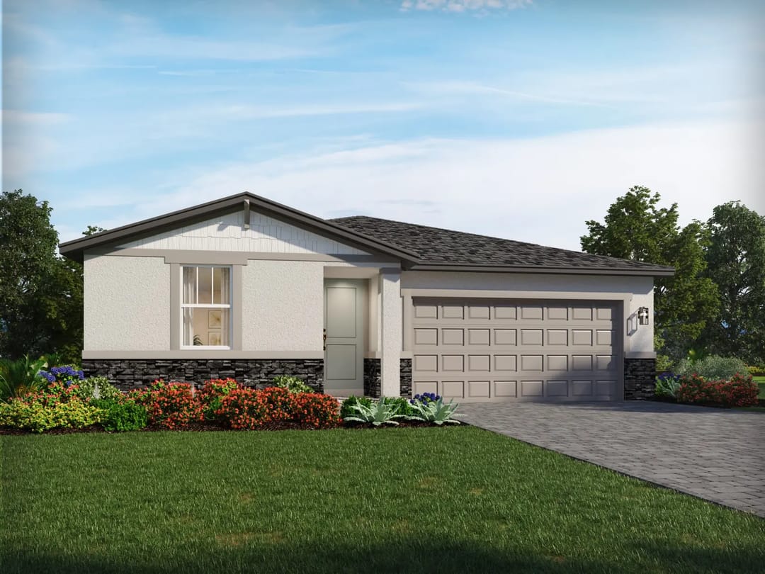 Hillside Groves — Front exterior rendering of the Belleview floorplan