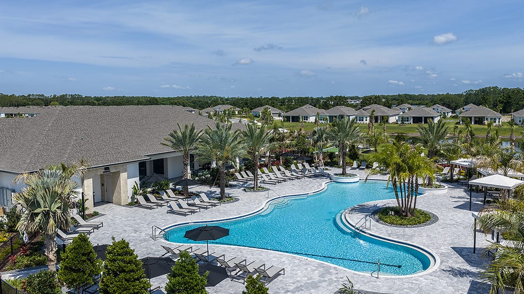Esplanade at Center Lake Ranch — Aerial of resort pool