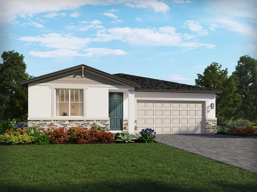 Hillside Groves — Front exterior rendering of the Delray floorplan