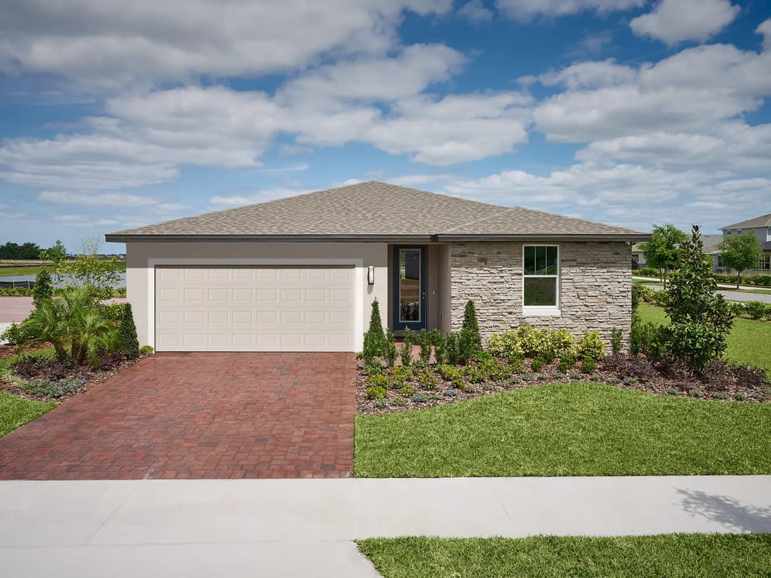 The Reserve at Twin Lakes — Exterior of Hibiscus floorplan modeled at The Reserve at Twin Lakes